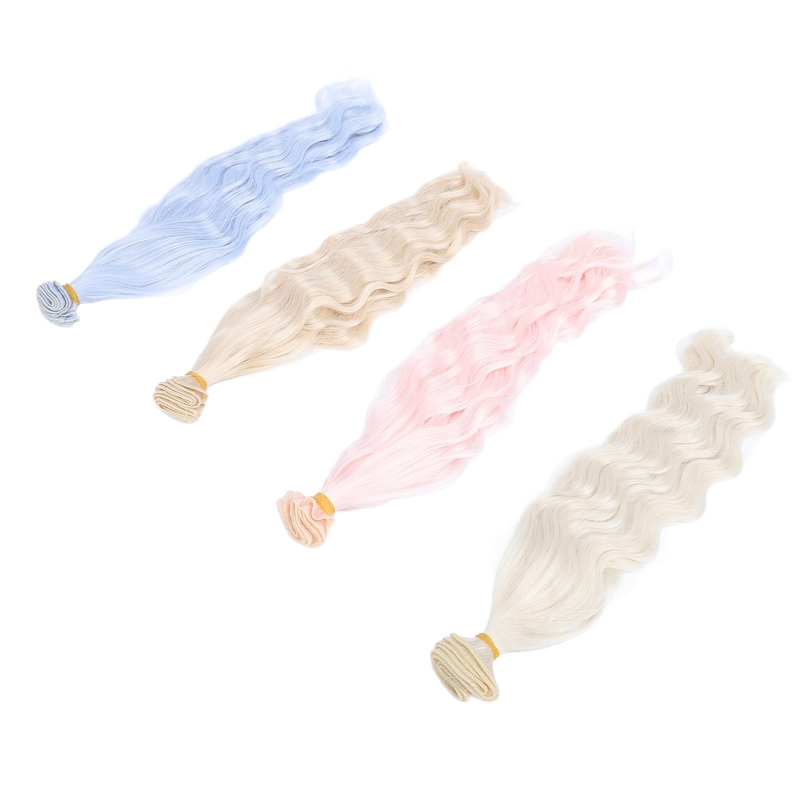 

4 шт. Кукольный парик 30 см длиной Волнистый вьющийся Персиковый цвет Светло-золотой Розовый Звездно-синий Высокий