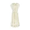 Designer Brand Spring Acetate Ruffle Tie-Up Dress, Celebrity V-Neck Style