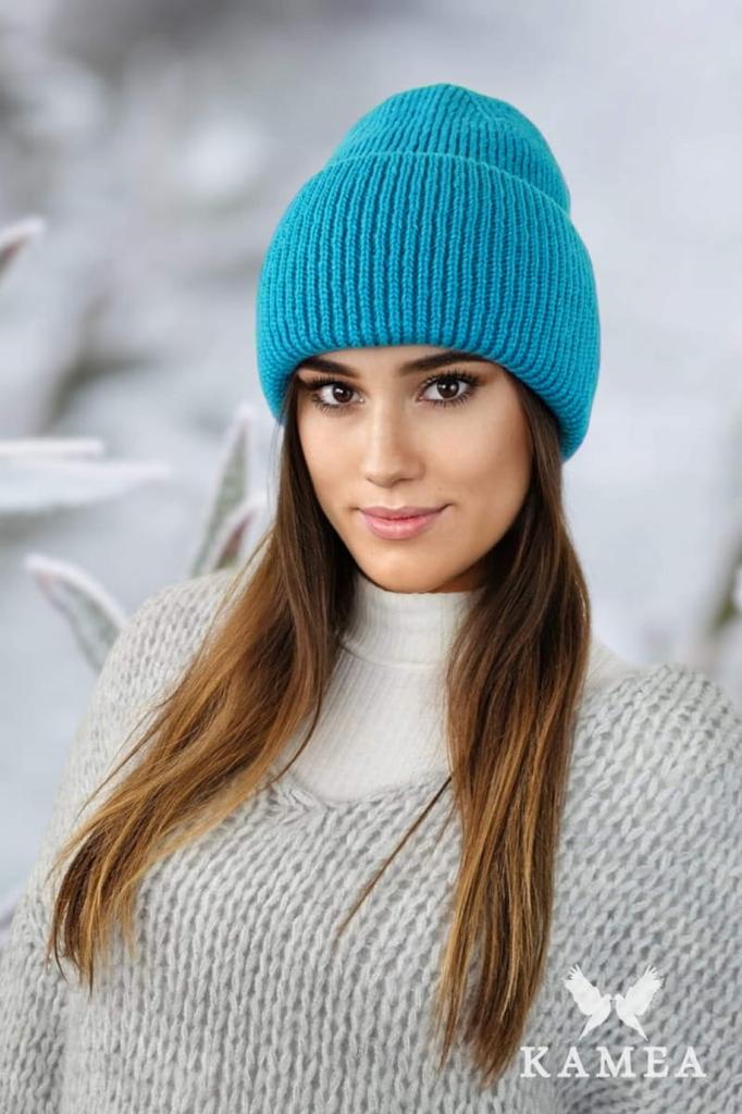 Alma Winter Fluffy Ribbed Hat Turquoise