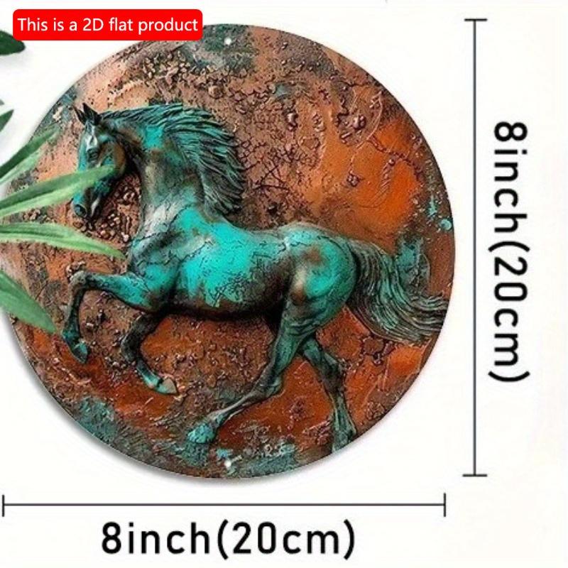 2d flat 20*20cm Round Wooden Sign Wooden Sign, Creative Horse Pattern Wall Art Wooden Sign Decoration vintage home decor