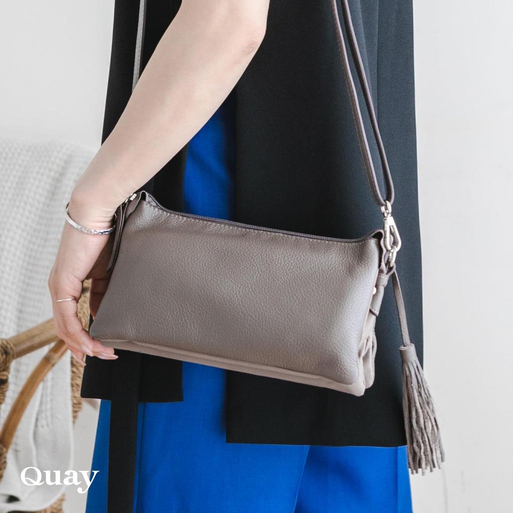 QUAY Genuine Leather Lightweight Crossbody Wallet Shoulder Bag for Women, Imai Bag 99366s (TAUPE)