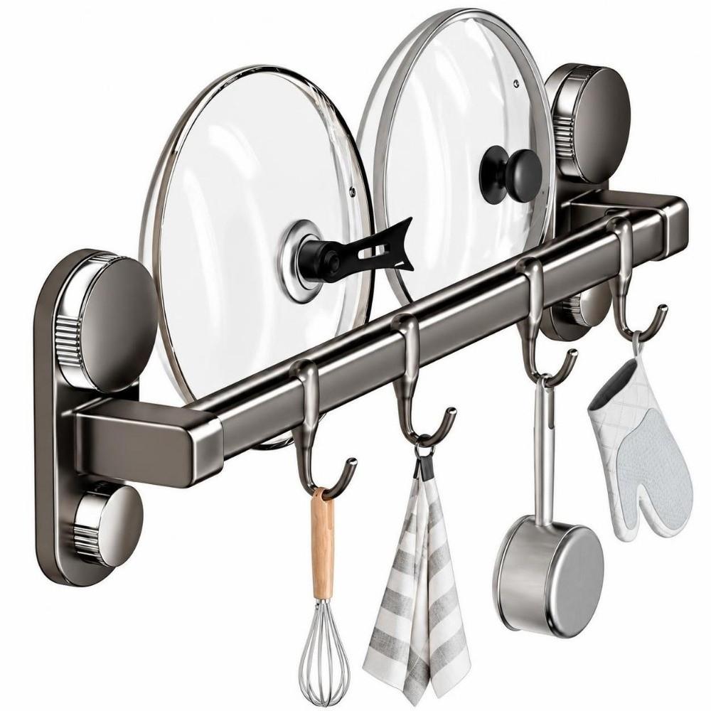 No Drill Kitchen Utensil Hanger Removable Wall-Mounted Hanging Rod Bedroom