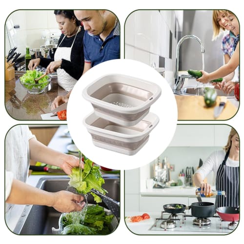 Foldable Kitchen Strainer and Vegetable Strainer Set - Double-Layer Draining Basket, Fruit Bowl, Perfect for Draining Noodles and Vegetables