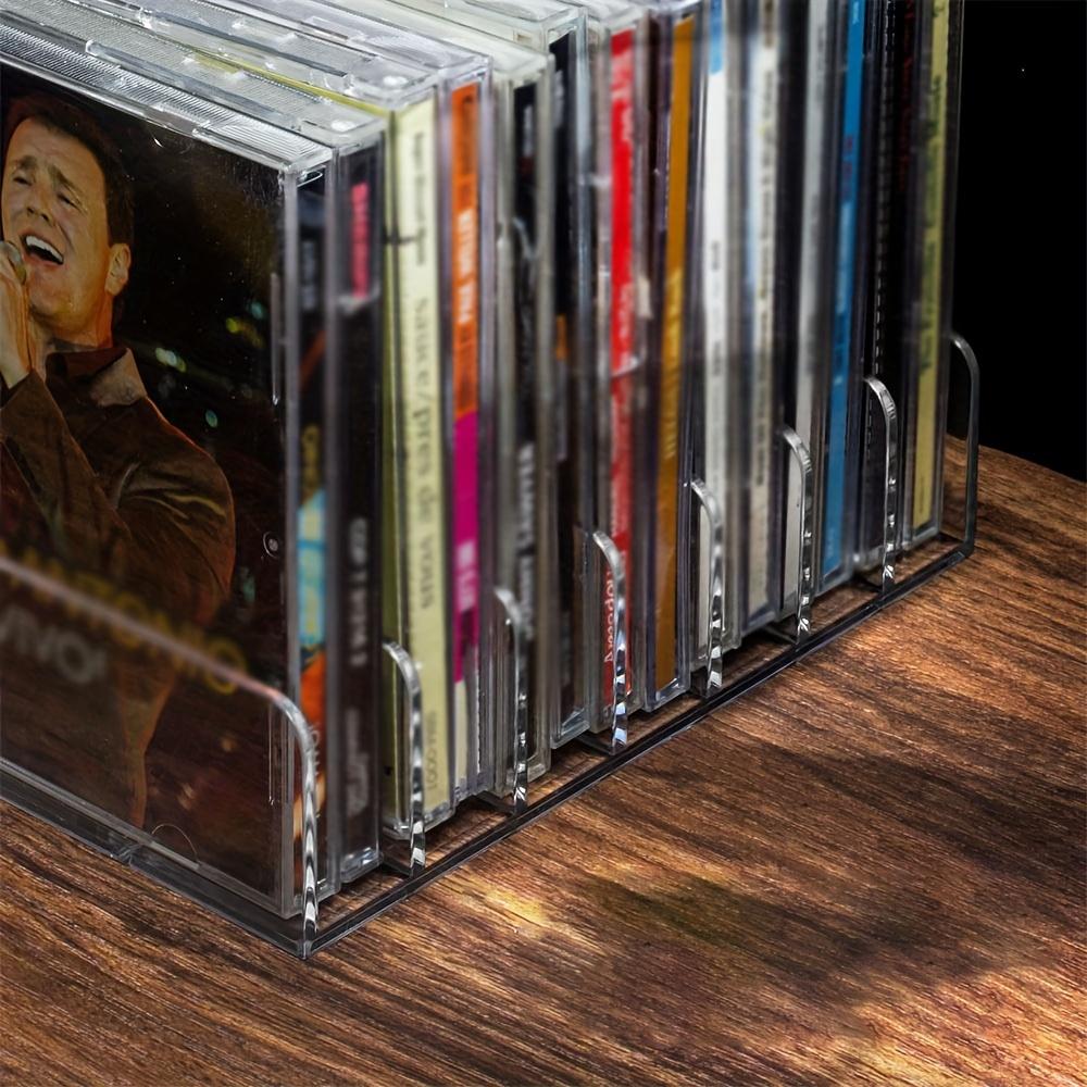 2Pcs Clear Acrylic CD Holder Organizer CD Display Rack up to 14 Standard CD Cases Media Shelf Storage Solution