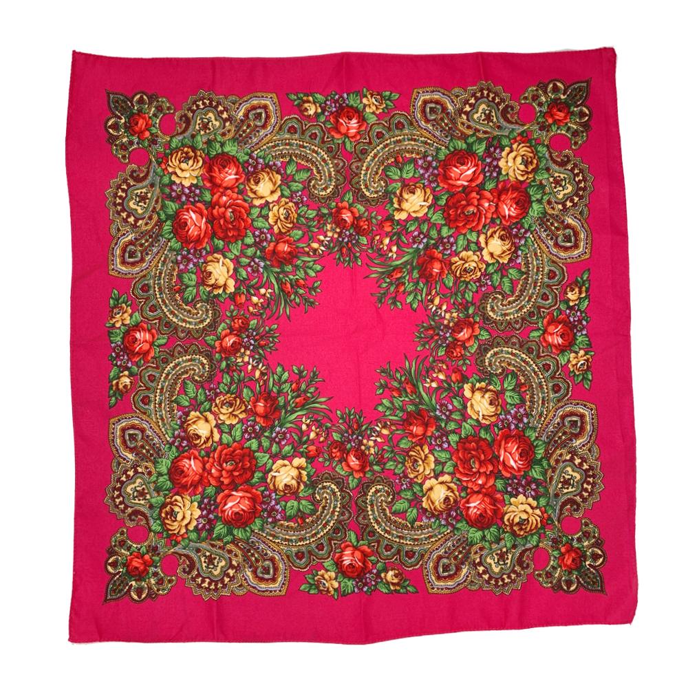 70*70Cm Luxury Floral Print Bandana Shawl Russian Style Square Scarf Female Headband Scarves Handkerchief Babushka Head Wraps