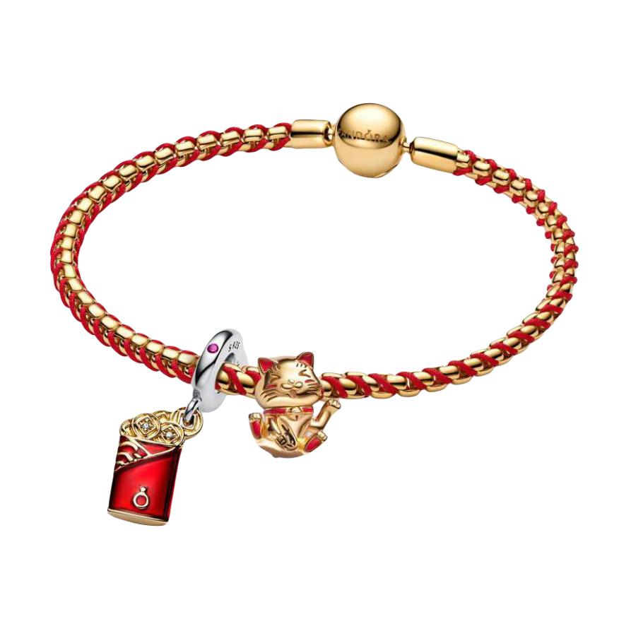 Pandora Original Design Wealth Cat 925 Silver Cubic Zirconia Bracelet Unisex Bracelet Red Gold ZT3352 Box,16