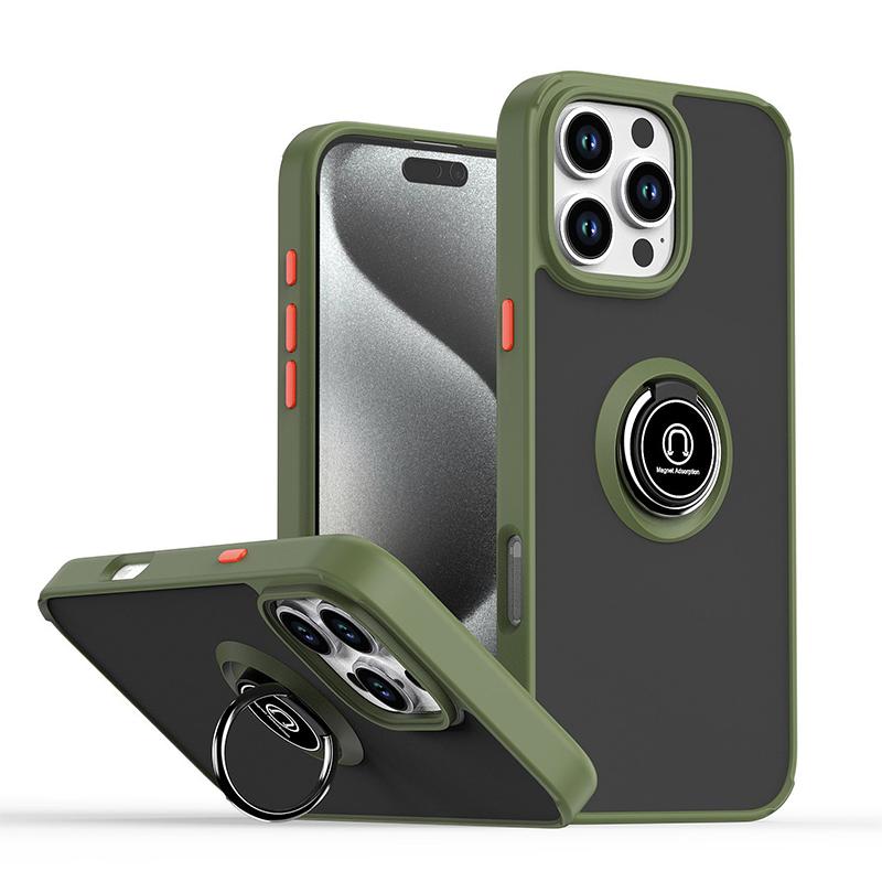 For iPhone 16 Pro Max Case Shockproof Armor Magnetic Ring Fold Rotate Holder Cover For iPhone 16 Plus 16Pro Max Matte Phone Case
