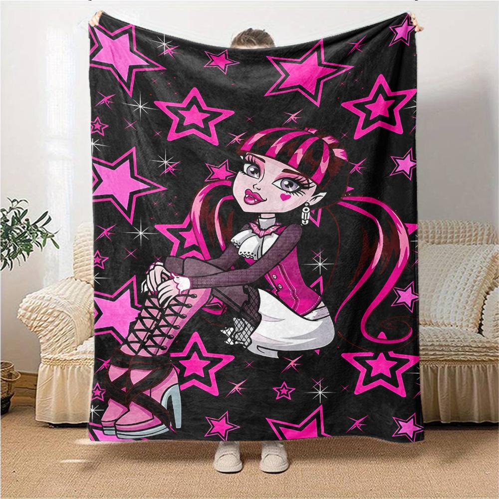 1Pc Monster High Starry Night Blanket For Couch Bed Plush Cozy Fuzzy Blanket Super Soft Warm Blankets For Fall And Winter 091828