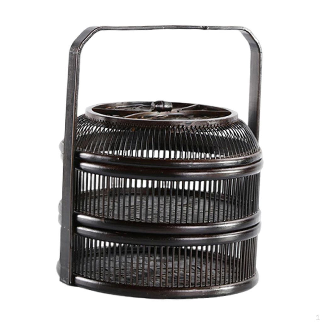 Bamboo Basket for Home Organization with Two Layers Gatherings