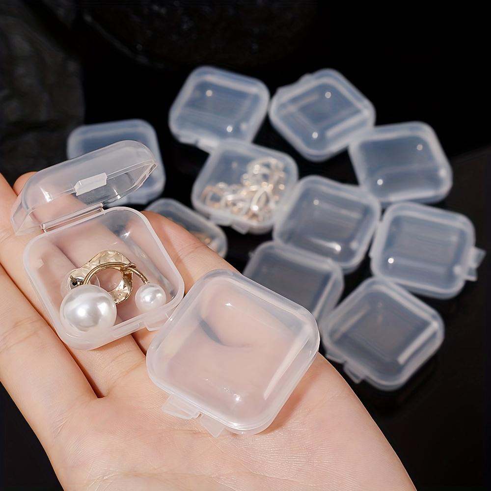 10/30/50pcs Lot Mini Square Transparent Plastic Storage Box with Hinged Lid Small Case for Pills, Dust-proof Storage Boxes
