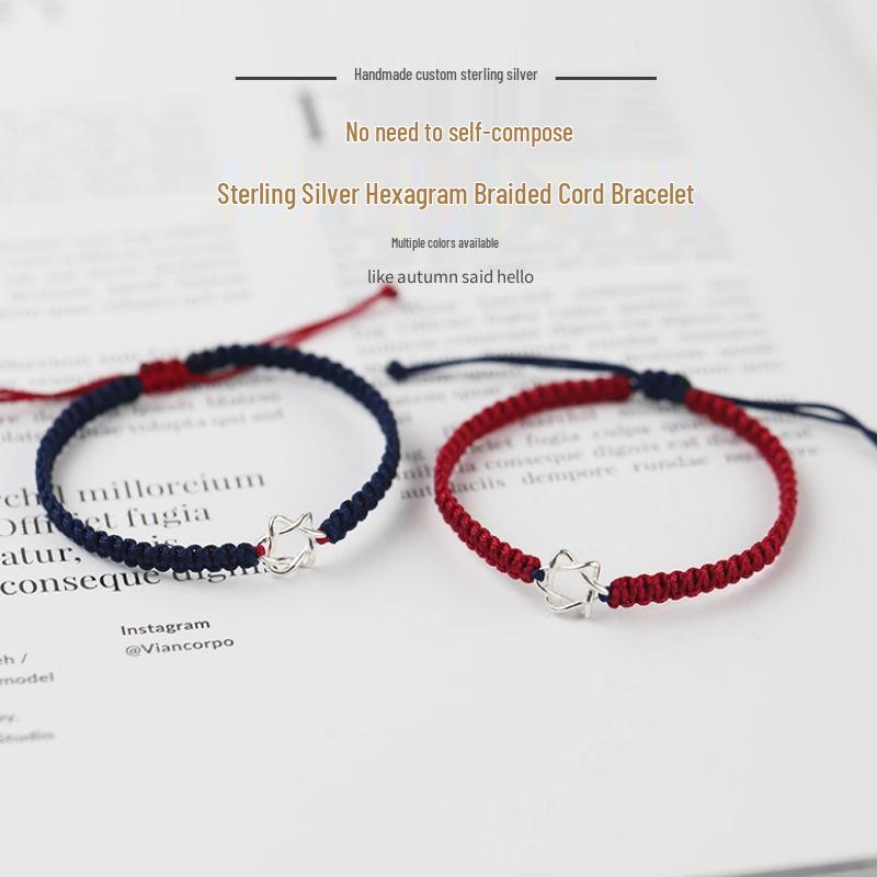 Original Handmade S925 Sterling Silver Six-Pointed Star Guardian Bracelet for Women