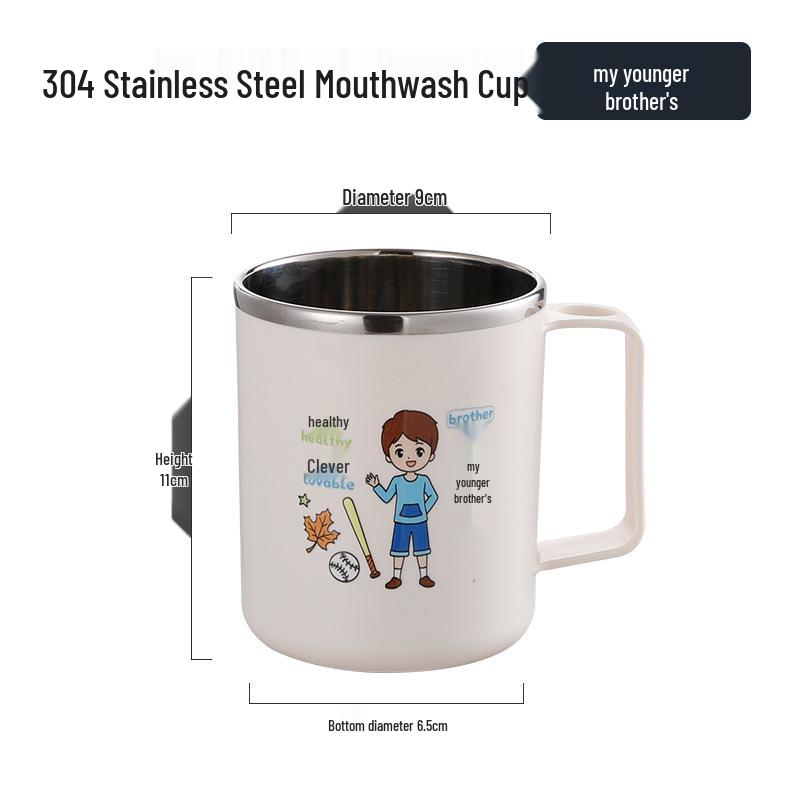 304 Stainless Steel Cartoon Antibacterial Mouthwash Cup for Kids - Durable and Mildew-Resistant