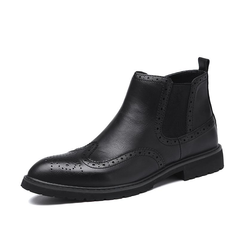 

Brock boots high-top heightening leather shoes men s British Chelsea Martin boots casual short boots trendy shoes 78095-L 38 чёрный