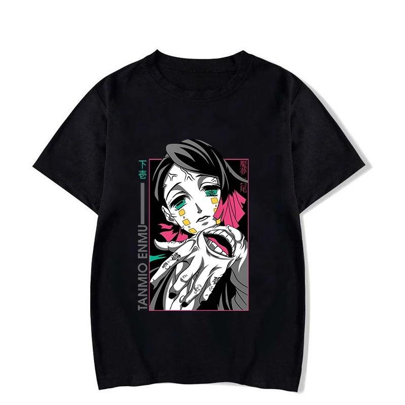 Anime Enmu Printed T-Shirt Women Summer T-Shirt Women Casual Short Sleeve Crew Neck T-Shirt Tops Y2k Top Vintage Clothes Fashion