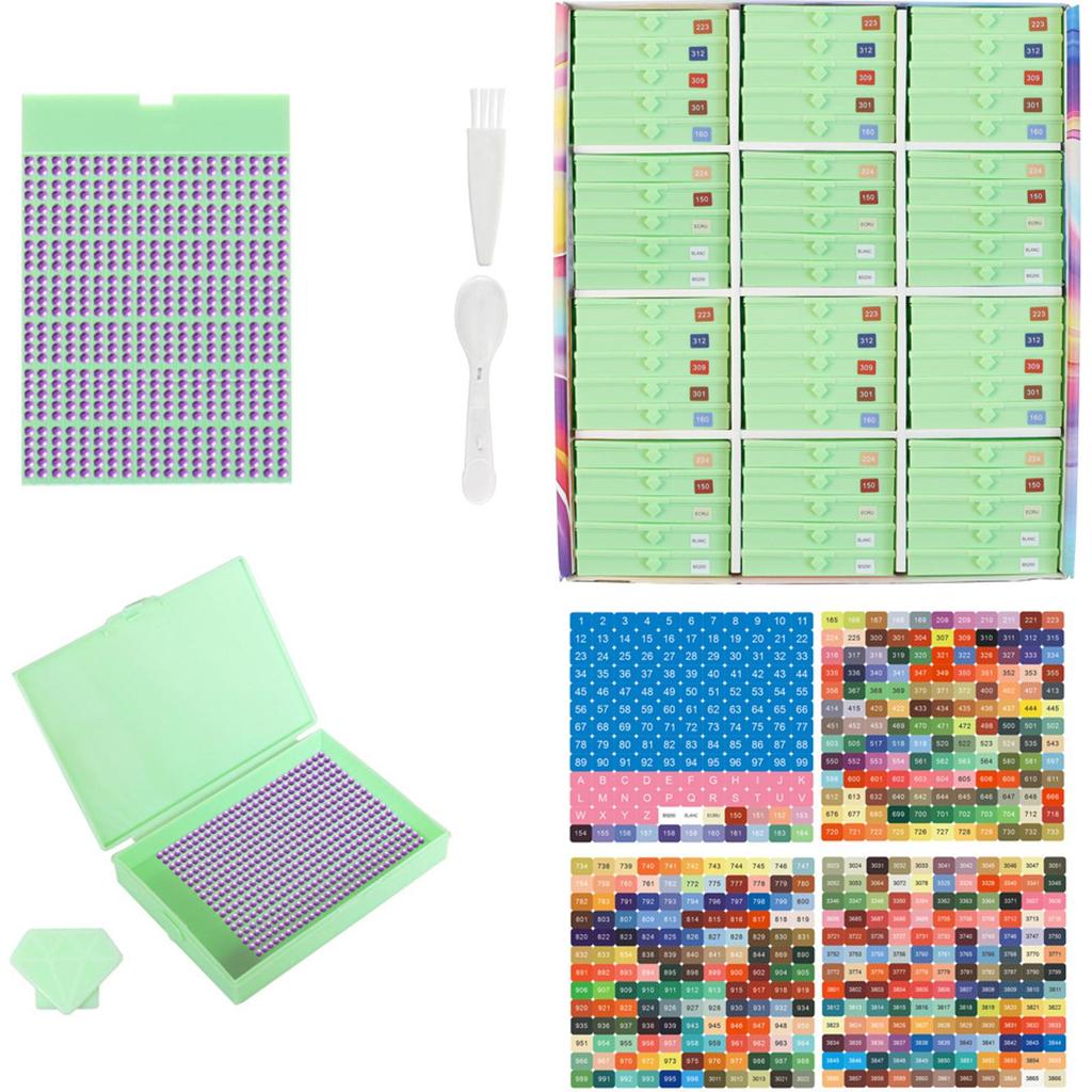 Diamond Art Trays Kits with Spoon & Brush 5D Diamond Painting Art Drawer Box Tray Kit Diamond Painting Storage Containers Trays