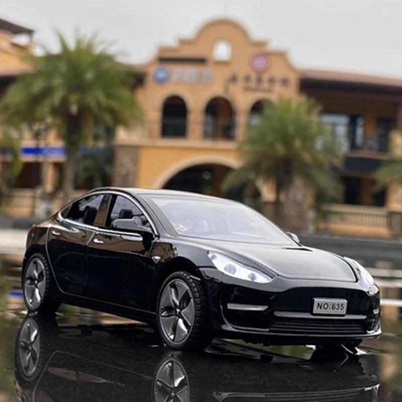 1:32 Model S Model 3 Model X Alloy Car Model Diecast Metal Toy Vehicles Car Model Simulation Sound and Light Kids Toy Gift