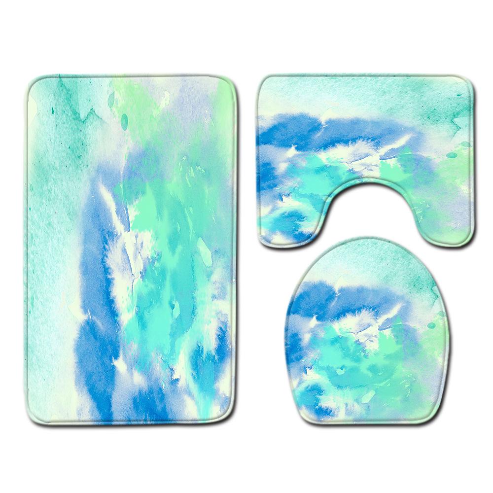 Fashion Painted Toilet Three-Piece Floor Mat Bathroom Door Mat Coffee Table Sand Carpet