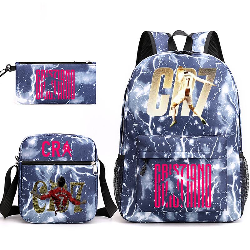 2023C Luo Surrounding Character Printed Backpack Three-piece Student School Bag + Shoulder Bag + Pencil Case Set