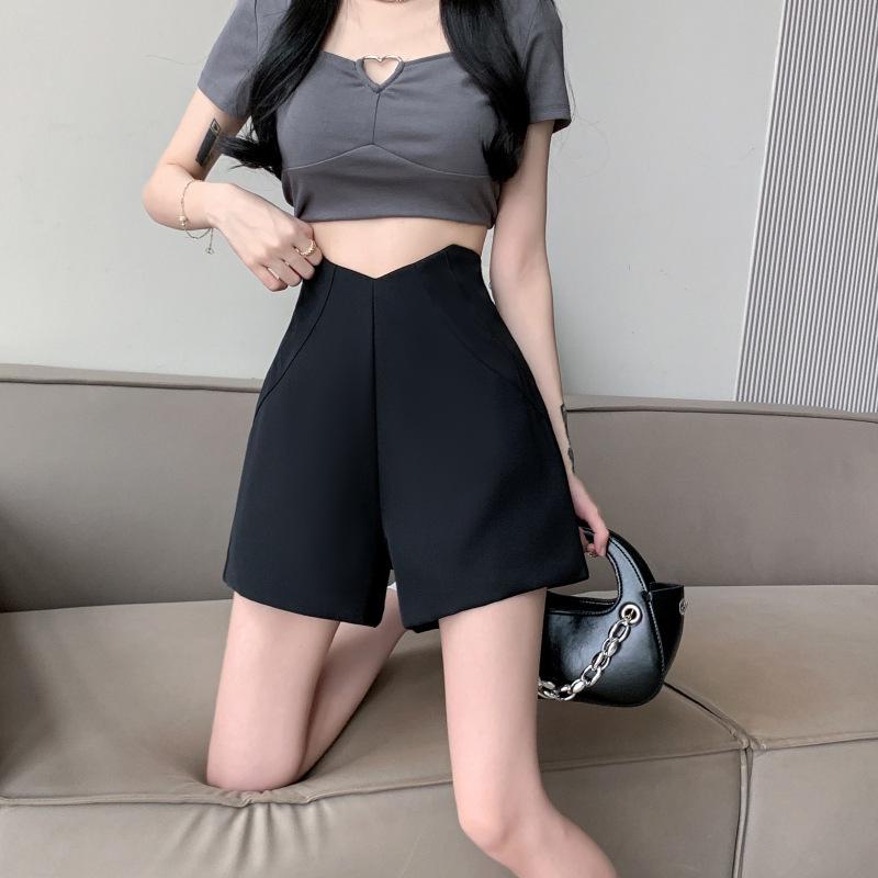 

Versatile High Waist A-Line Wide Leg Tulip Shorts 3XL чёрный