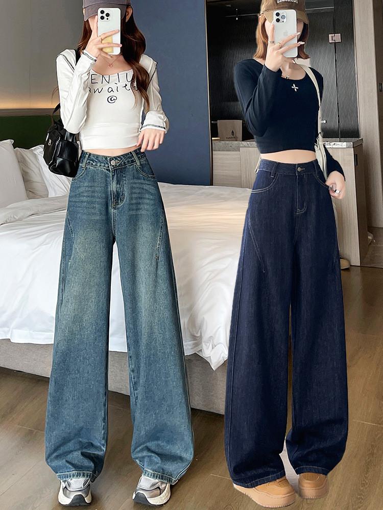 Classic Denim Pants For Women With High Waist And Wide Legs For Casual Autumn Wear