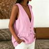 Women's Fashion Cotton Linen Sleeveless Vest, Jacket Cardigan for Casual Outwear