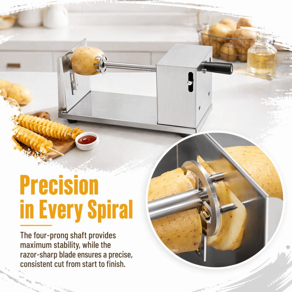 Four-Prong Shaft Spiral Potato Cutter Hand Crank Manual Potato Cutter Home Kitchen