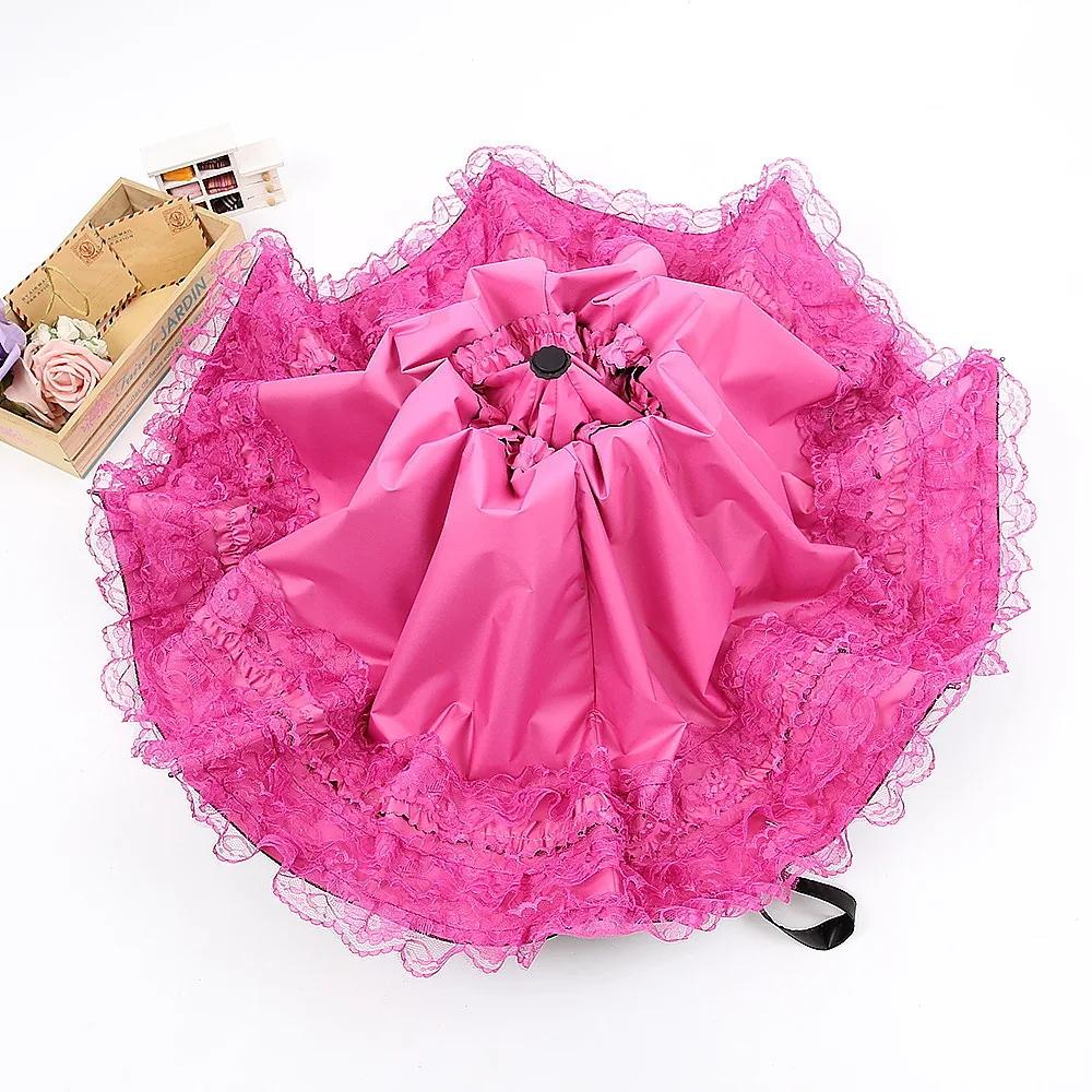 Vintage Lace Parasol Uv Protection Folding Umbrella Stylish Lace Folding Umbrella for Sun Protection Rain Lightweight Portable