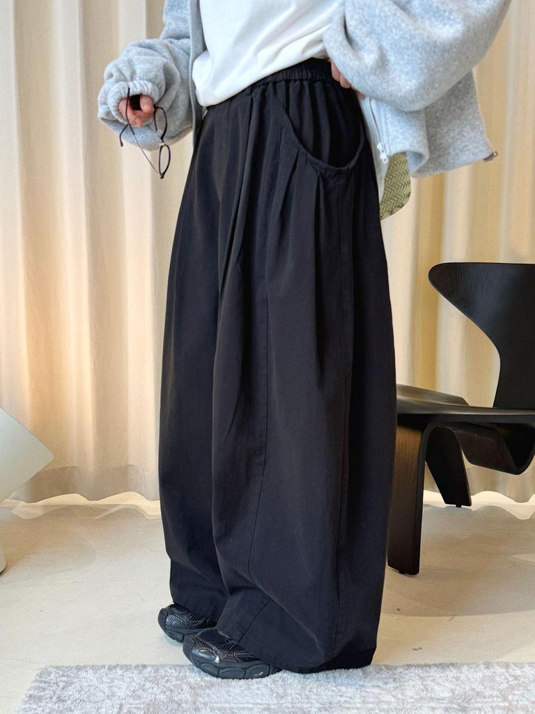 Louvre Spring Japanese Retro High-Density Cocoon-Shaped Wide-Leg Slimming Casual Pants for Women