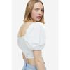 H M Puff Sleeve Cropped Blouse wHite 1148592001