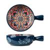 Multipurpose Bohemians Handled Bowl Salad Bowl Ceramic Texture Oven Microwave Safe Dishwasher Cleanable Healthy Cooking