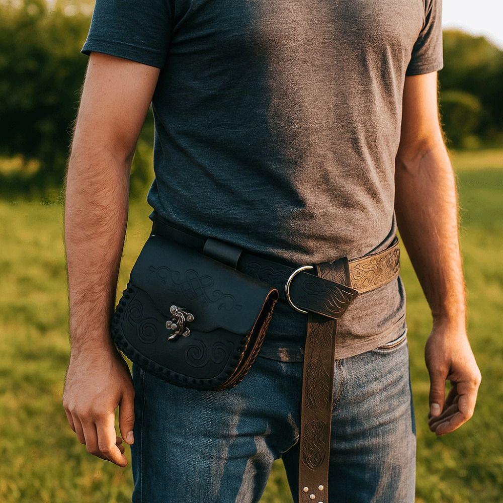 High-quality Leather Retro Belt Pouch Viking Style Festival Accessory Coin Purse Medieval Design Fanny Pack Halloween Costume