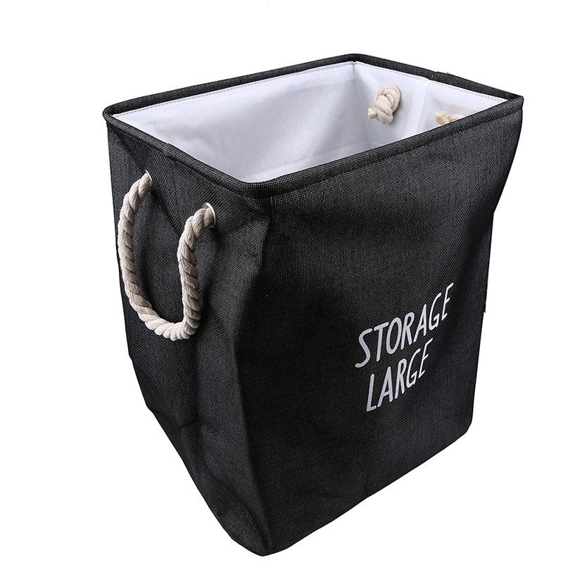 Foldable Cotton Linen Storage Basket Large Capacity Laundry Hamper with Handles for Toys Clothes Home Organizer Bin
