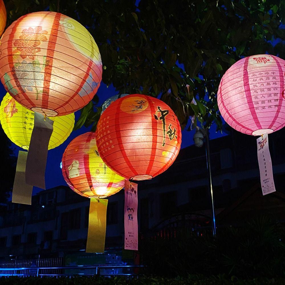 Traditional Festival Antique Lantern Luminous Round Paper Lantern  Lantern Festival
