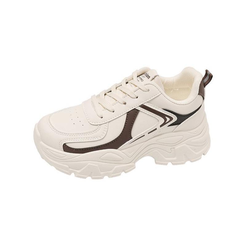 

Папины кроссовки на толстой подошве, увеличивающие рост, новая осенняя мода, универсальный тренд, женская обувь на шнуровке, повседневная спортивная обувь 35 бежевый