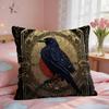 Vintage Black Crow Cushion Cover Square Short Plush Pillow Case Living Room Sofa Home Decor Funda X