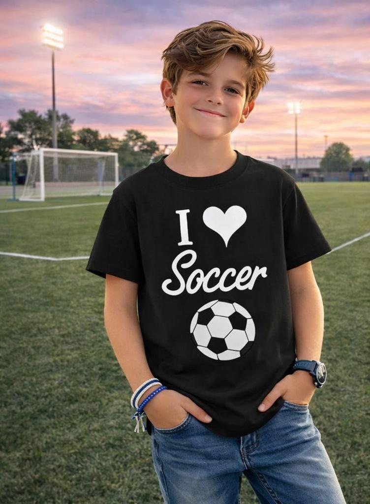 Kids' Soccer Enthusiast Graphic Tee: Soft Cotton Comfort for Young Athletes and Fans
