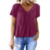 Summer Ladies Solid Colour V-Neck Short Sleeve Top