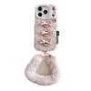 Winter Velvet 3D Bow Button Phone Case for iPhone 17/16 Pro Max/15/14