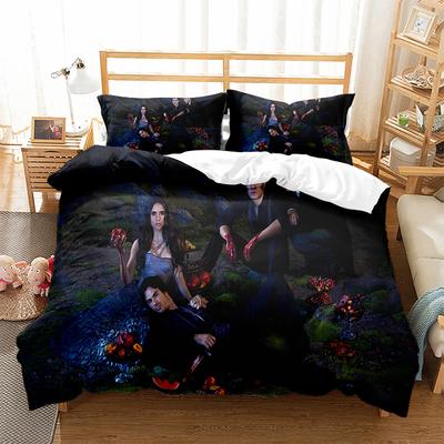 The V-Vampire Diaries Bedding Set Elena Gilbert Stefan Salvatore Duvet Cover Bed Set TV Drama Still Quilt Cover Pillowcase