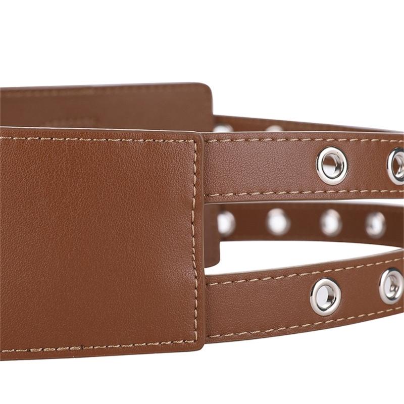 Leather Waist Belt With Matte Finish Large Eyelet Adjustable Waist Corset Belt For Women And Girl Fashion Coat Accessory