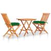 Day and Night - Day and Night Bistro Set 3 Pieces Solid Teak Wood with Green Cushions