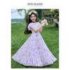 Mädchen Sommerkleid mit Blumenprint, Prinzessinnenstil, kurzärmelig, A-Linie, für größere Kinder