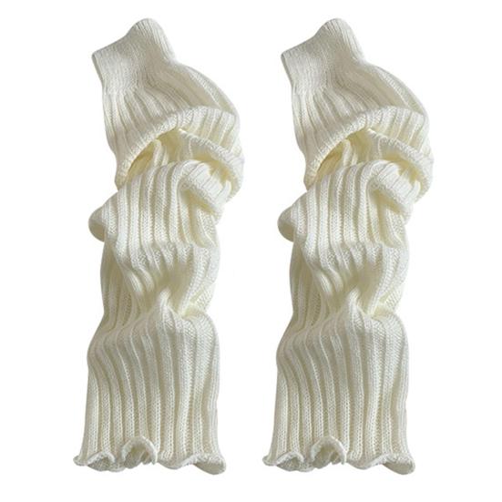 Knitted Scalloped Leg Warmers Women Cute Ribbed Scrunch Slouch Leg Warmers Retro Warm Winter Leg Sleeves for Party Dating Wear