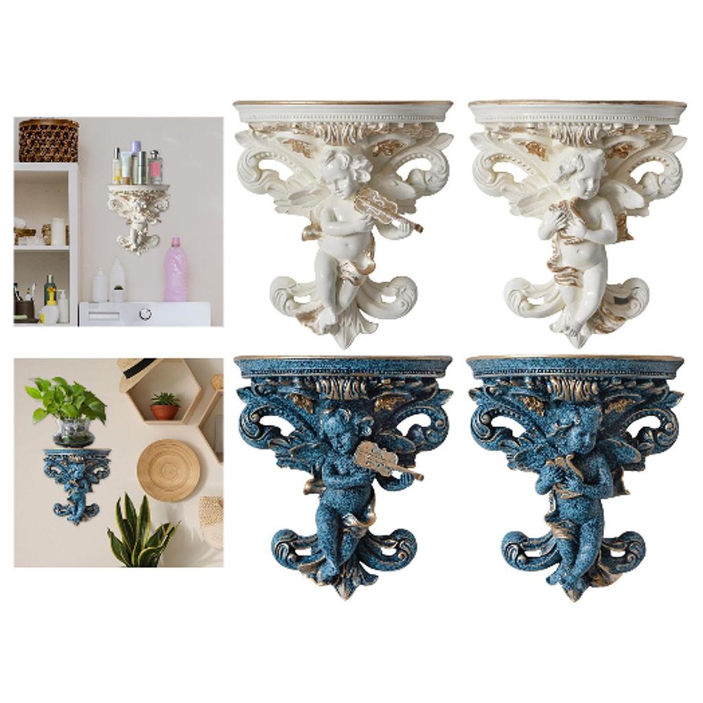 Decorative Floating Shelf Collectible Indoor Angel Wall Sculpture for Dining Room Living Room Books Flower Vase Candleholder