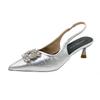 Rhinestone Pointed Sandals Spring New Bag Head Thin Heel Dress Versatile High Heels Women