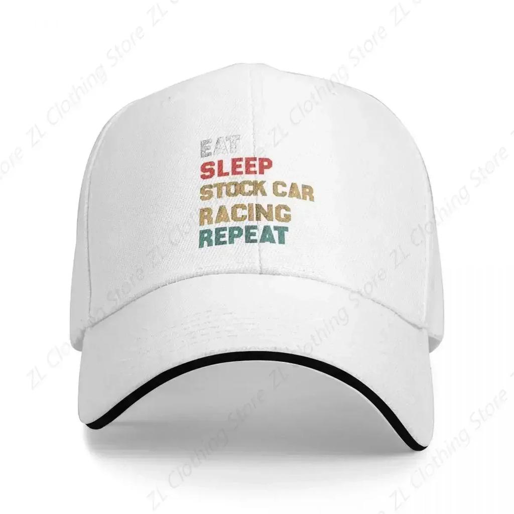 Eat Sleep Stock Car Racing Repeat Funny Player Gift Baseball Cap Fluffy Hat Sunhat Womens Beach Visor Unisexs