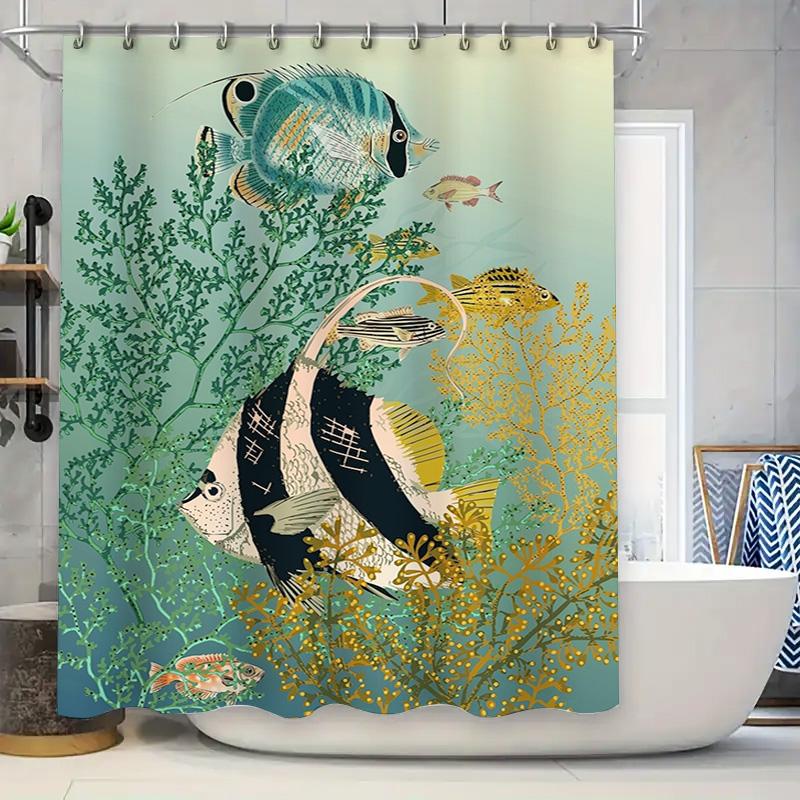 Vibrant Underwater World Shower Curtain Artistic Fish Print for Bathroom Decorations Perfect Gift Idea Waterproof Fabric Avail