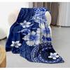 Blue Orchid Pattern Flannel Printed Blanket Suitable for All Seasons Suitable for Living Room Office Sofa and Travel