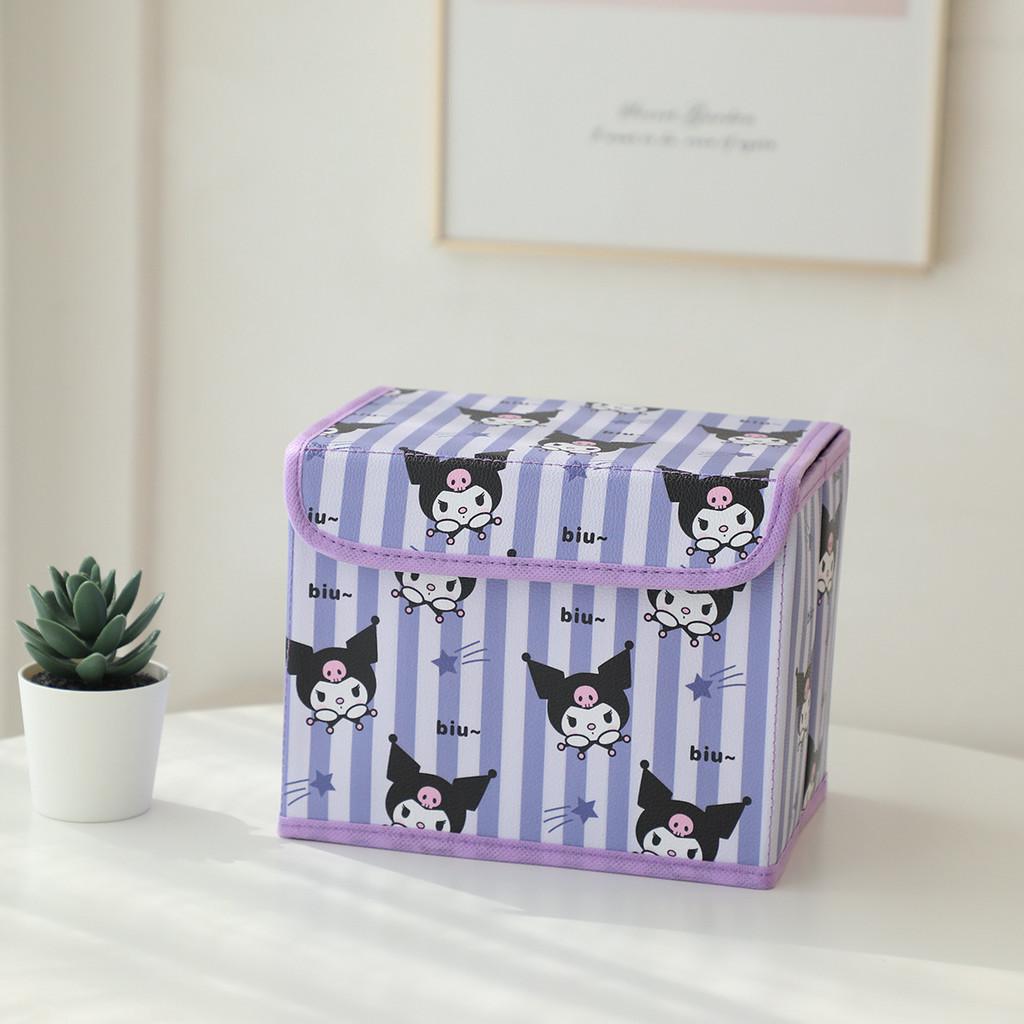 Hello Kitty Kuromi Cinnamoroll Melody Gittermuster Faltbare Klapp-Aufbewahrungsbox für Büro und Schlafzimmer