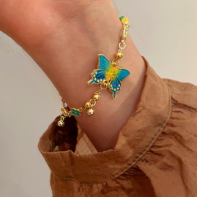 

Модный эмалевый браслет-бабочка, асимметричный цветочный браслет, ювелирные изделия, подарки для праздника и вечеринки